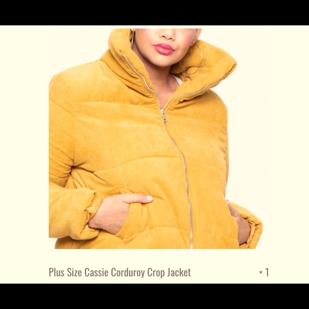 Plus size crop corduroy jacket